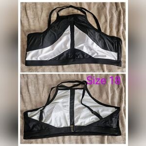 Women's Black and White Bikini Top
